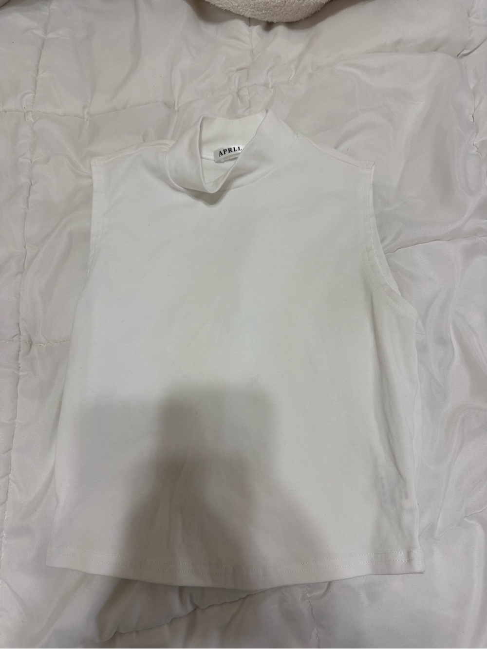APRLL Mock Neck Sleeveless Tank Top - White